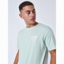 Camiseta Project x Paris verde claro logo corazon bordado
