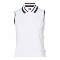 Tjw Half Zip Tonal Script Polo White  TOMMY JEANS