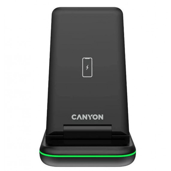 CANYON Cargador Inalambrico Plegable WS-304 2 en 1 Negro
