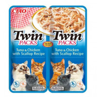 CHURU Gato Snack Twin Packs Atun y Pollo Caldo Vieira 2X40 Gr