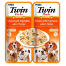 CHURU Perro Twin Pollo Verduras Ternera con Caldo de Pollo 2X40 Gr