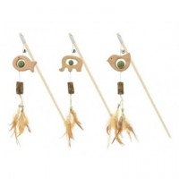 NAYECO gato juguete varita animales de madera con catnip y pluma