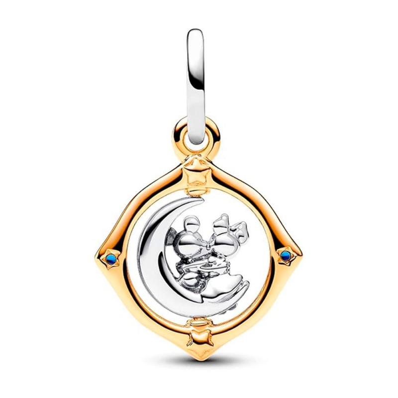 Charm Colgante Luna Giratoria en Dos Tonos Mickey Mouse & Minnie Mouse ...