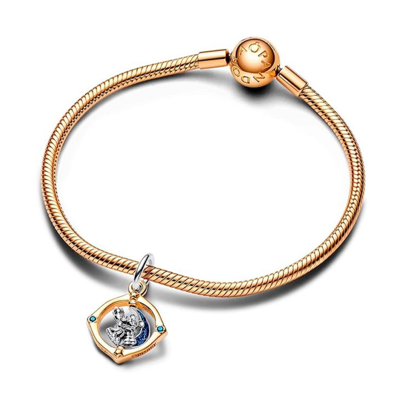 Charm Colgante Luna Giratoria en Dos Tonos Mickey Mouse & Minnie Mouse ...