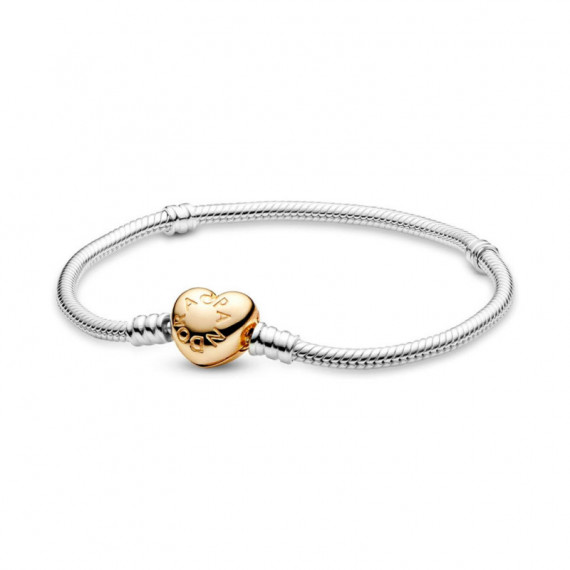 Pulsera Diseño Cadena de Serpiente Broche Corazón en Pavé de PANDORA Moments 568707C00