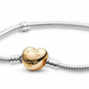 Pulsera Diseño Cadena de Serpiente Broche Corazón en Pavé de PANDORA Moments 568707C00