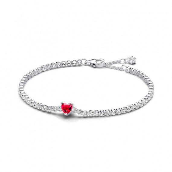 Pulsera Tenis Corazón Brillante Rojo 590041C02  PANDORA