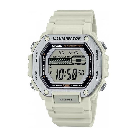 CASIO Coleccion MWD-110H-8AVEF Reloj Digital Blanco Correa Resina,cronometro Alarmas, Resist Al Agua