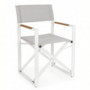 Silla de Director Rosebud Color Blanco/gris con Teca Terrazza®  TERRAZZA COLLECTION