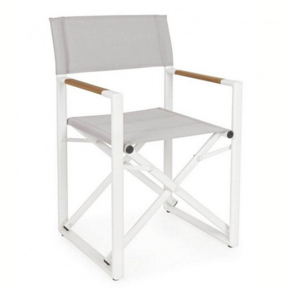 Silla de Director Rosebud Color Blanco/gris con Teca Terrazza®  TERRAZZA COLLECTION