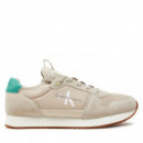Runner Sock Laceup Ny-lth Eggshell/baham  CALVIN KLEIN