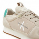 Runner Sock Laceup Ny-lth Eggshell/baham  CALVIN KLEIN