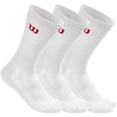 Pack 3 Pares de Calcetines Wilson Crew Hombre Blanco  WILSON PADEL