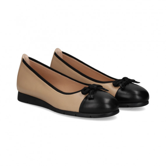 Bailarina Lazo Piel Negro+beige  UNISA