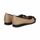 Bailarina Lazo Piel Negro+beige  UNISA