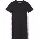 Side Contrast Tape T-shirt Dress Ck Blac  CALVIN KLEIN