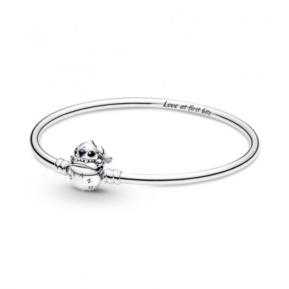 PANDORA Disney Disneypulsera Rígida PANDORA Moments en Plata de Ley Cierre Mordisco Stitch de 591683C01