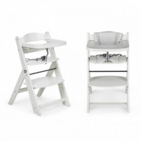 Trona Evolutiva Full Madera Bebé Blanca Cojín Blanco  MS
