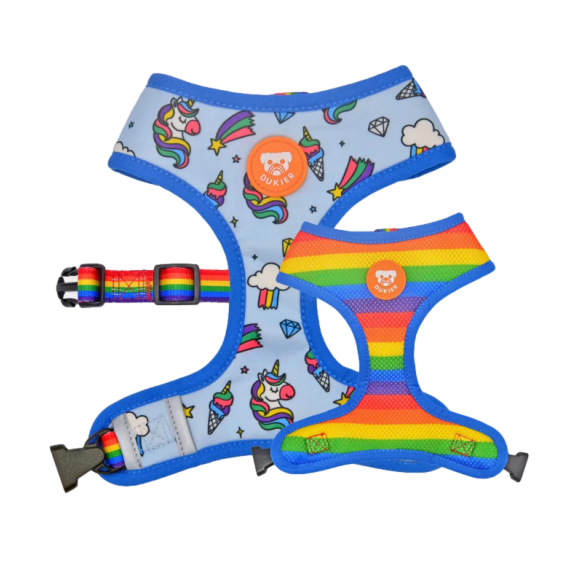 DUKIER Perro Arnés Reversible Unicorns S