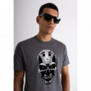 Camiseta Slim Fit de Jersey de Algodón con Estampado Cyber Skull de ANTONY MORATO