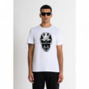 Camiseta Slim Fit de Jersey de Algodón con Estampado Cyber Skull de ANTONY MORATO