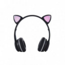 ONE+ Auriculares BLUETOOTH NC3228 Orejas de Gato Negro  250MAH / Fm / Microsd / Iluminacion Led