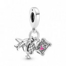 PANDORA Charm Colgante en Plata de Ley Avión, Globo y Maleta 799435C01