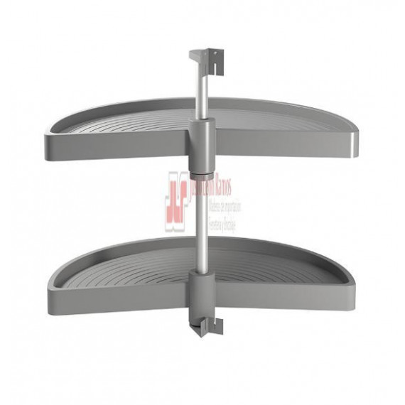 Juego De Bandejas Giratorias Shelvo 1/2 Luna, Para Módulo 900mm, Plástico Y Aluminio, Gris