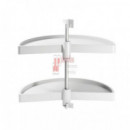 Juego De Bandejas Giratorias Shelvo 1/2 Luna, Para Módulo 900mm, Plástico Y Aluminio, Blanco