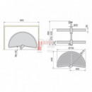 Juego De Bandejas Giratorias Shelvo 1/2 Luna, Para Módulo 900mm, Plástico Y Aluminio, Blanco