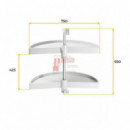 Juego De Bandejas Giratorias Shelvo 1/2 Luna, Para Módulo 900mm, Plástico Y Aluminio, Blanco