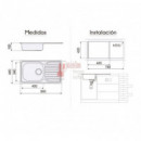 Fregadero Acero Inox Mod. Viena 80x44 Cm Sobre Encimera