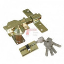 Kit Cerrojo Y Cilindro - Acero Oro - 88 X 153 Mm - Modelo 1