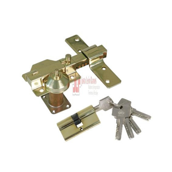Kit Cerrojo Y Cilindro - Acero Oro - 88 X 153 Mm - Modelo 1