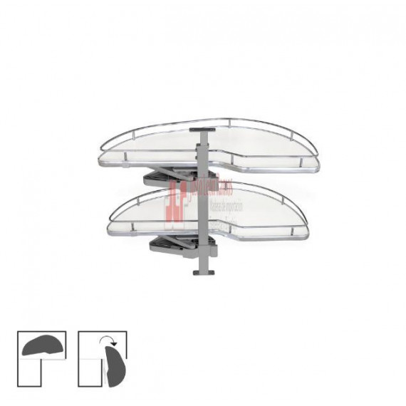 Sistema De Rincón Extraíble Para Mueble De Cocina Lake, Derecha, Acero Y Varios, Pintado Blanco