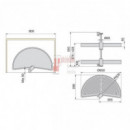 Juego De Bandejas Giratorias Shelvo 1/2 Luna, Para Módulo 800mm, Plástico Y Aluminio, Blanco