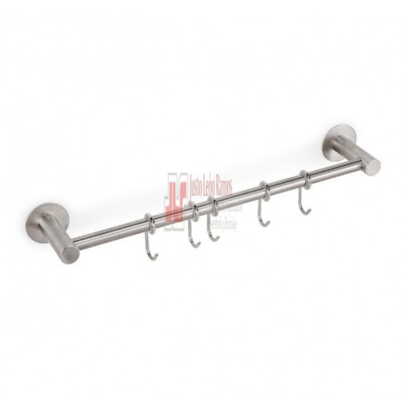 Colgador Adhesivo De Cocina Con 5 Ganchos Supra, Acero Inoxidable