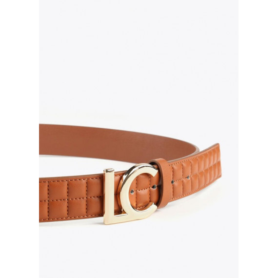 Cinturón Acolchado Cuadritos Efecto Piel Marron  LOLA CASADEMUNT