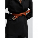 Cinturón Acolchado Cuadritos Efecto Piel Marron  LOLA CASADEMUNT