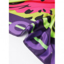 Pañuelo Satinado con Cara Leopardo Lima Verde-rojo  LOLA CASADEMUNT