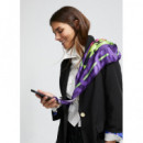 Pañuelo Satinado con Cara Leopardo Lima Verde-rojo  LOLA CASADEMUNT