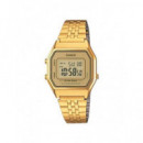 CASIO Coleccion LA680WEGA-9ER Reloj Digital, Acero Inoxidable Dorado, Fecha, Alarmas, Resistente a
