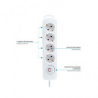 TM ELECTRON Regleta 4 Enchufes con Interruptor 3680W Blanco