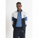 Sudadera con Cremallera Regular Fit de Tejido Mezcla de Algodón con Bandas de ANTONY MORATO