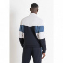 Sudadera con Cremallera Regular Fit de Tejido Mezcla de Algodón con Bandas de ANTONY MORATO