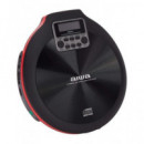 AIWA  Reproductor CD Portatil Discman PCD-810RD Negro Rojo  Anti Shock Incluye 2X Pilas, Auricular