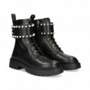 Botin Velcro Achas Piel Negro  LOVE MOSCHINO