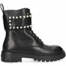 Botin Velcro Achas Piel Negro  LOVE MOSCHINO