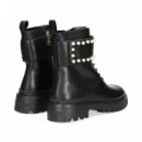 Botin Velcro Achas Piel Negro  LOVE MOSCHINO