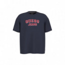 Camiseta Holgada con Estampado Retro de GUESS JEANS